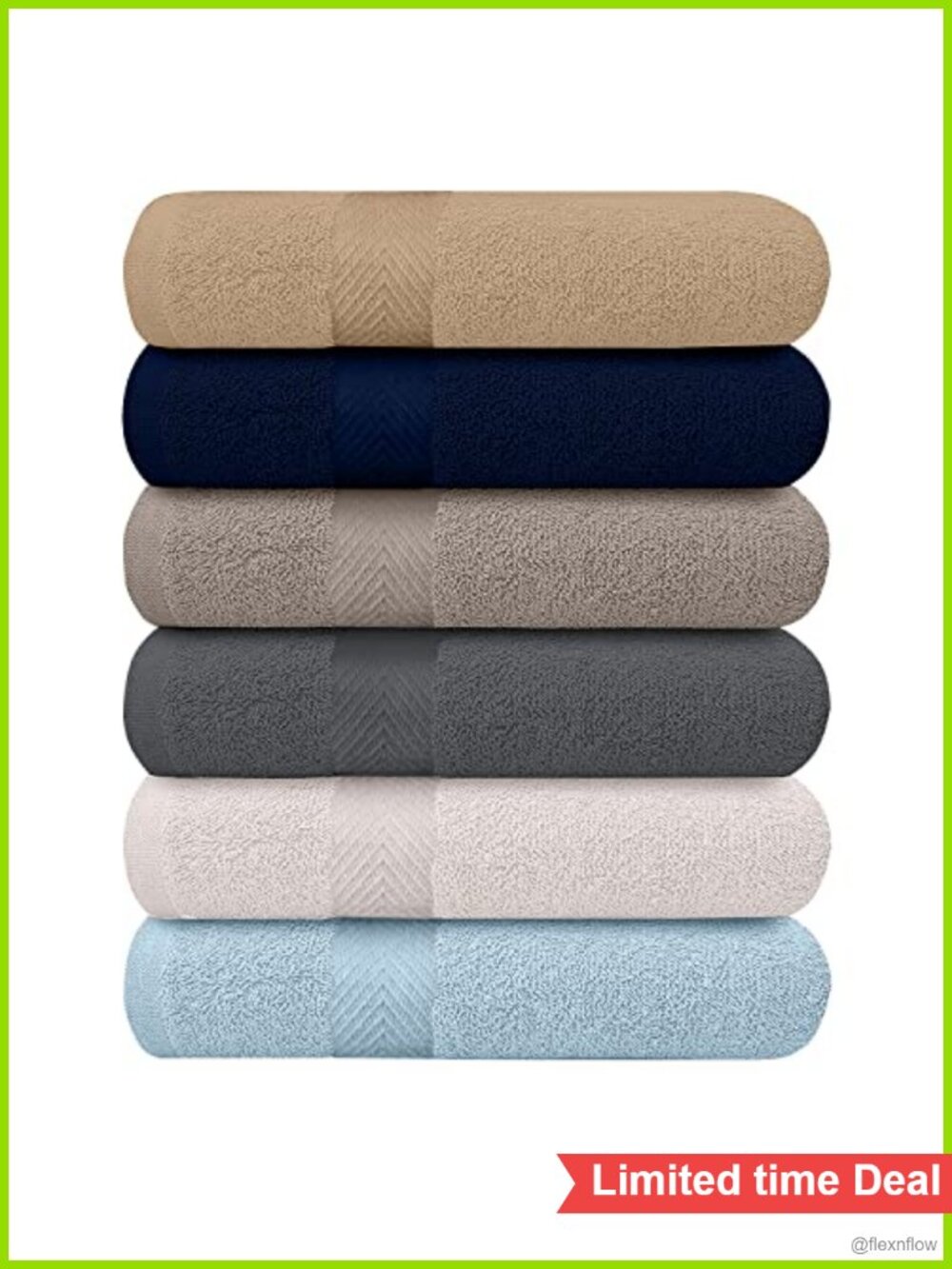 6-Pack Cotton Bath Towels 27x54 Lightweight Absorbent Bathroom Shower Towels